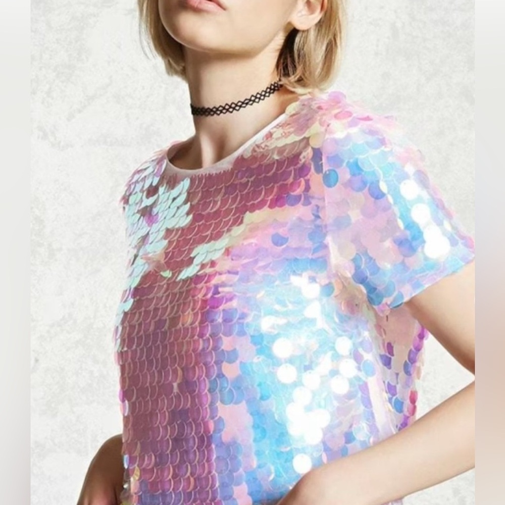 Forever 21 Iridescent Sequin Top - Size Large